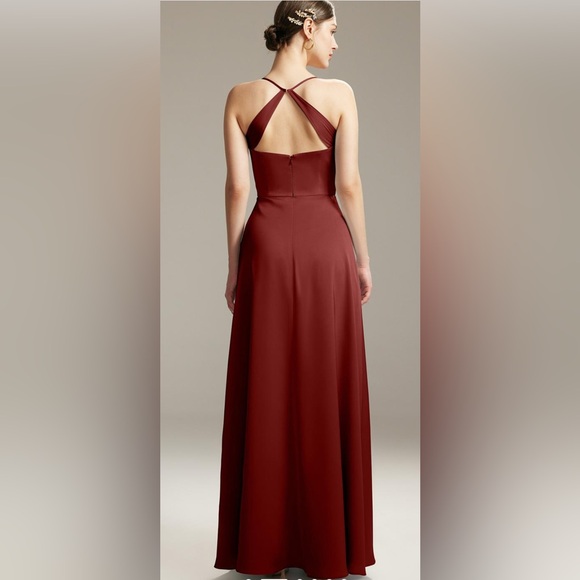 AW Bridal Adeliza Dress Size 8 Burgundy Satin Charmeuse NEW! - Picture 11 of 13